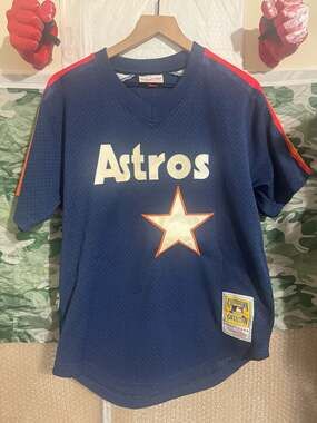 Men's Jeff Bagwell Houston Astros Navy 1991 Mesh Batting Practice Jersey,